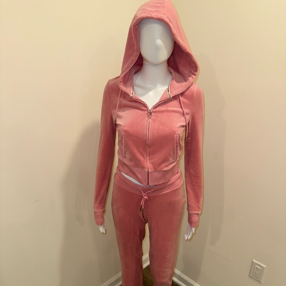 Juicy Couture Pink Bling Velour Hoodie and Joggers Set